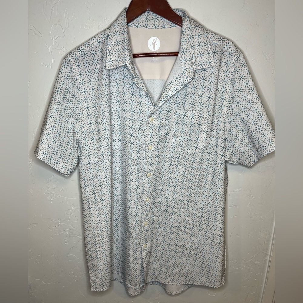 Toes‎ On the Nose Men's Blue Geometric Patterned Surf Shirt Lightweight Large